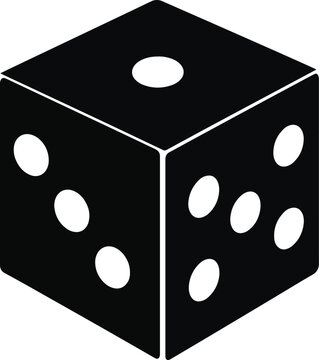Black and white illustration of a single die displaying the number values Art & Illustration