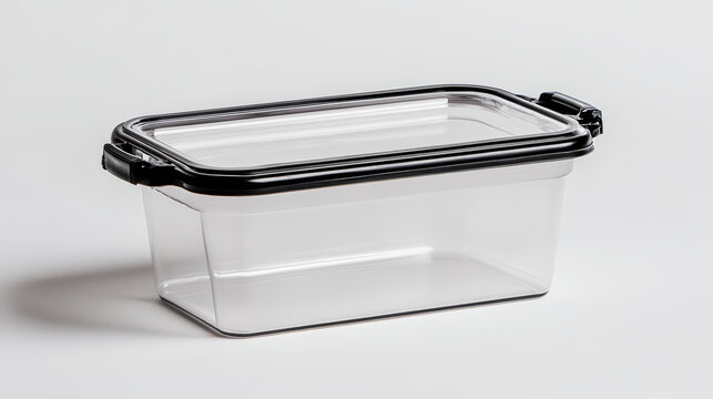 Clear food storage container with black airtight seal, perfect for organizing and preserving