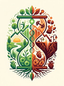 Conceptual hourglass representing life cycle and biological aging