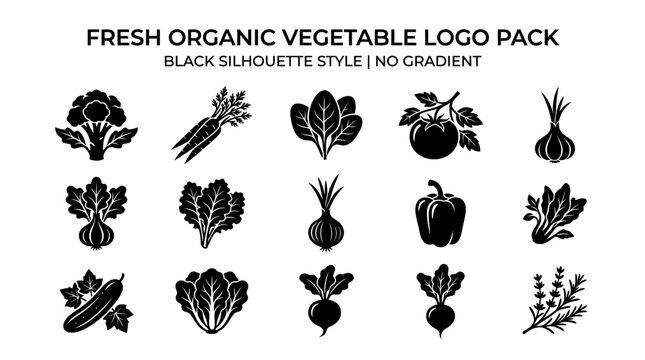 Fresh organic vegetable logo pack icons.