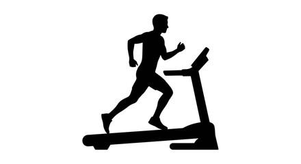 Fototapeta premium Silhouette of man running on a treadmill.
