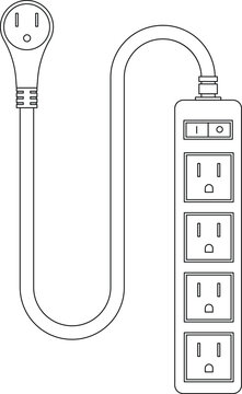 US Power Strip Type B Outline Icon Illustration on White Background