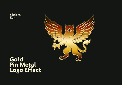 Gold Metal Logo Pin Effect