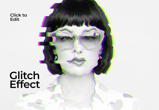 Glitch Portrait Photo Effect Template