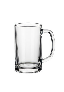 Empty glass beer mug with handle isolated on transparent background