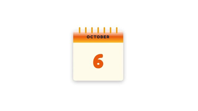 Calendar pages flipping through October days in this smooth digital motion animation video showing the passage of time and dates