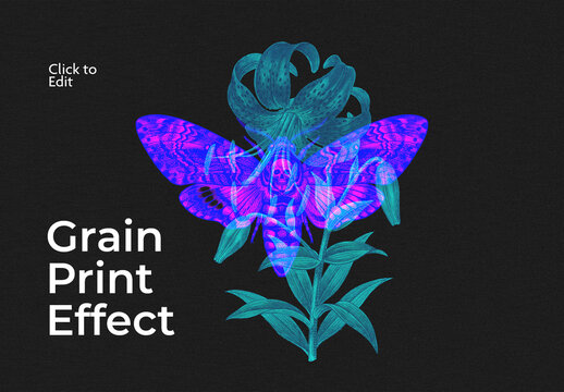Dark Theme Grain Print Photo Effect