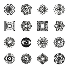 Fototapeta premium Professional Black and White Geometric Patterns and Intricate Mathematical Designs with high quality professional line art symbols for modern creative design and digital branding projects