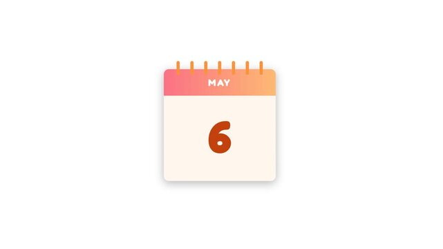 Digital calendar page displays changing dates in may with smooth motion animation for a professional business planning time video clip