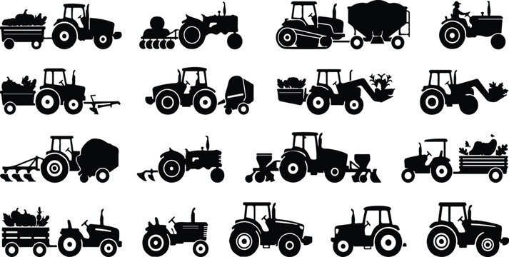 Thanksgiving tractor silhouette bundle