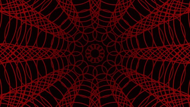 Abstract red geometric spider web pattern on black background