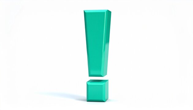 Minimal turquoise exclamation mark conveys urgency, importance, and modern visual emphasis.
