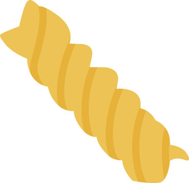 Isolated Golden Spiral Fusilli Pasta Flat Vector Icon for Food Design