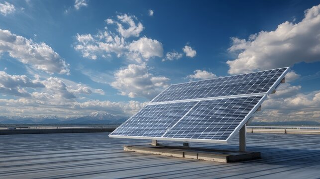 Solar power panels installed on residential rooftop generating clean renewable electricity, sustainable green energy system for eco friendly home, modern solar energy technology, alternative power pro