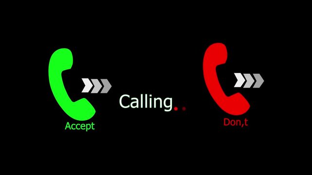 Calling icon accept and don,t with black background 4k motion video animation.
