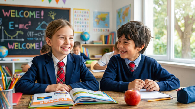 Smiling Students Happy Classroom School