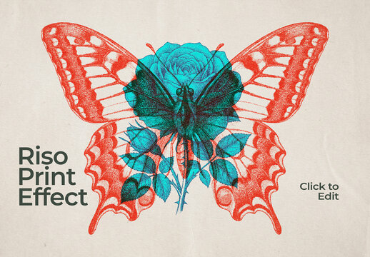 Vintage Risograph Print Photo Effect