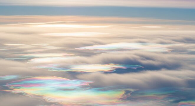 Iridescent Nacreous Clouds Displaying Atmospheric Colors