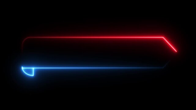 Rounded arrow banner label. Motion graphics of neon banner box icon