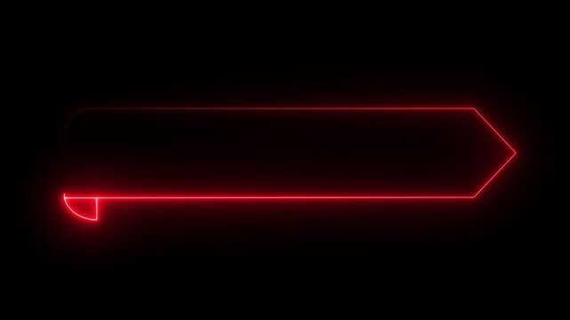Rounded arrow banner label. Motion graphics of neon banner box icon