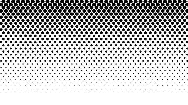 Black halftone dot gradient abstract background with fading dots pattern on transparent background. Motion graphics of background video