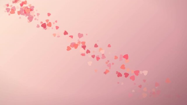 Graceful Arc of Falling Hearts Blown by a Gentle Breeze