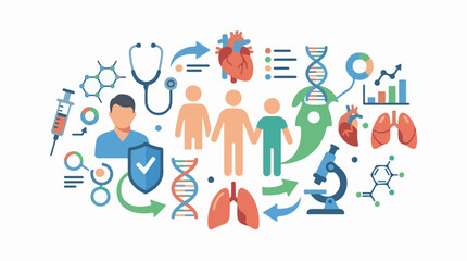 Fototapeta premium Medical research and healthcare icons arranged in a circular flow (1)