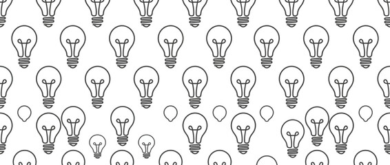 Seamless pattern of light bulb line icons for creativity concept © vania