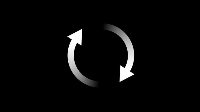 Circular refresh and reload icon animation with progress loading on black background.