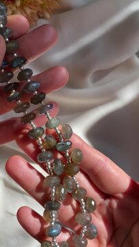 Handmade labradorite necklace with sterling silver
