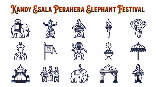 Kandy Esala Perahera Elephant Festival Icons