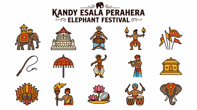 Kandy Esala Perahera Elephant Festival Icons