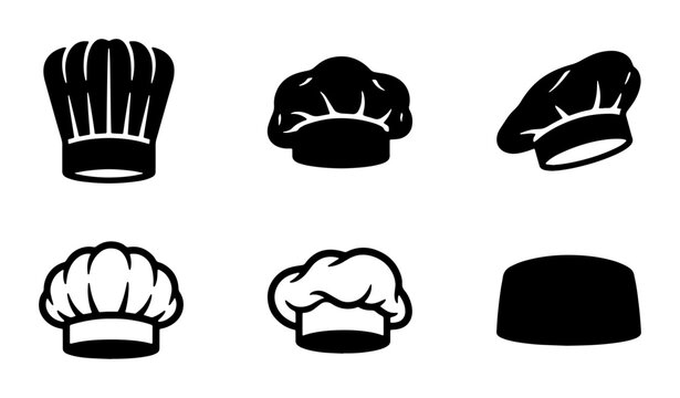 Chef Hats Vector Icons: Culinary Headwear Collection, Professional Kitchen Uniform Accessories, Restaurant Service Symbols