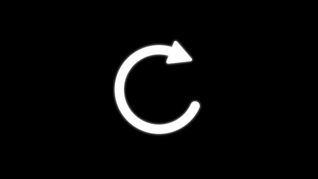 Hand-drawn doodle loading arrow circle animation, seamless loop on black background.