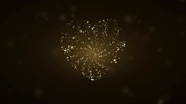 Elegant Swirled Heart Rendered in High-Quality Gold Particles