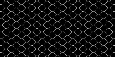 Seamless fish pattern. Football and soccer goalposts. Mesh texture. Basketball and hockey hoop patterns. Sportswear texture. Chain link fence. Vector illustration on a black background. © Haikal