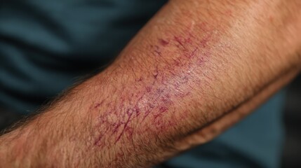 Fototapeta premium Skin Discoloration on Forearm Close Up Dermatological Vascular Condition Photo