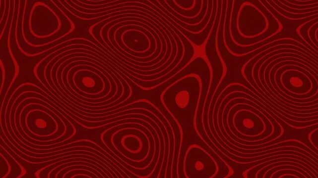 Abstract red geometric pattern with concentric circles and organic shapes