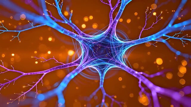 Neuron cell structure with glowing branches