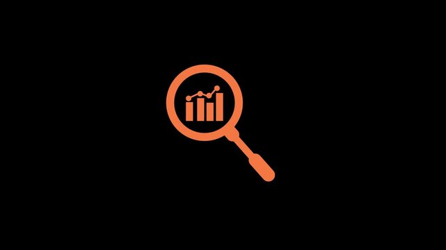 Business growth concept animation magnifying glass with data analysis icon