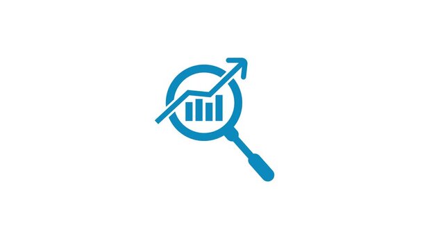 Business growth concept animation magnifying glass with data analysis icon