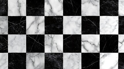 Seamless black and white marble checkered floor texture. © Mrs. Studio