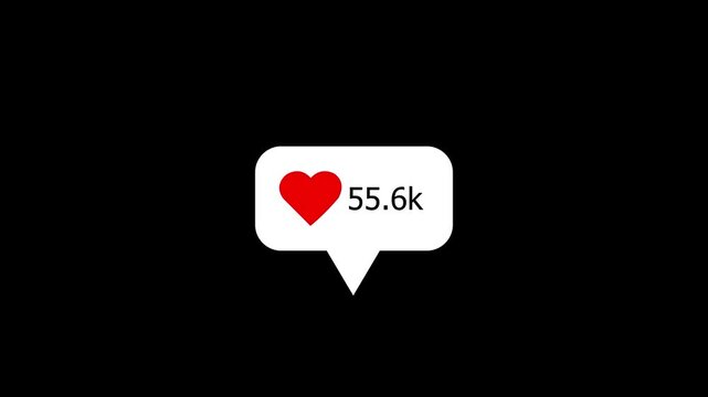 Social Media Like Counter Increasing Rapidly From 0 to 100k with Heart Icon.
