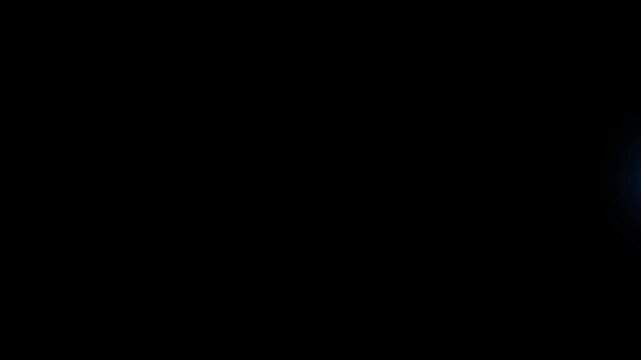 Glowing neon blue arrow and pink rectangle animation on monitor screen