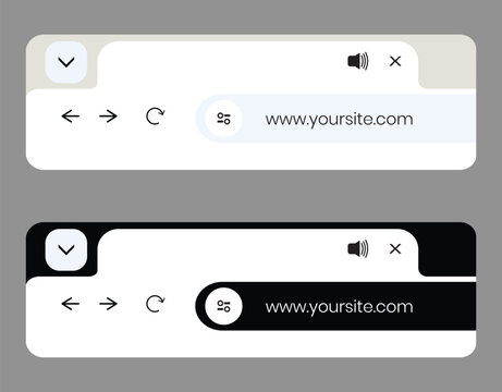 Modern Web Browser Window UI Mockup Set with Light and Dark Theme Vector Illustration