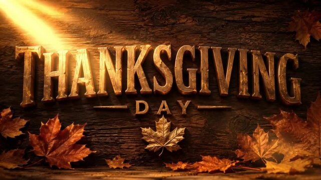 Thanksgiving Day decoration with autumn leaves on wooden background  