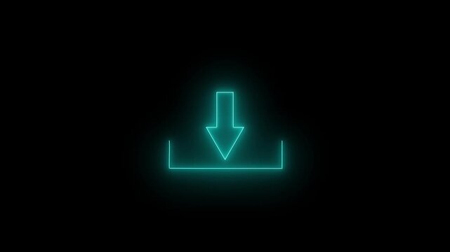 Glowing neon arrow and bracket interface animation changing colors on screen