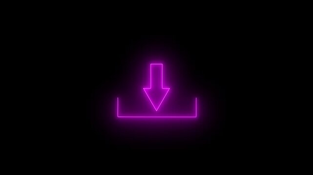 Glowing neon arrow and bracket interface animation changing colors on screen