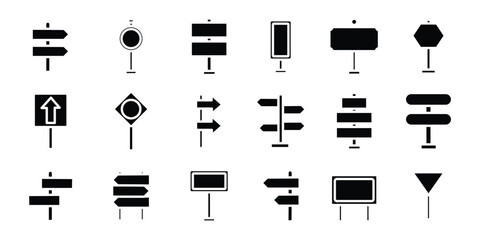 Navigation and Signboard Icon Set – Directional Marker and Street Sign Collection, EPS 10 © Aquavisionweath6