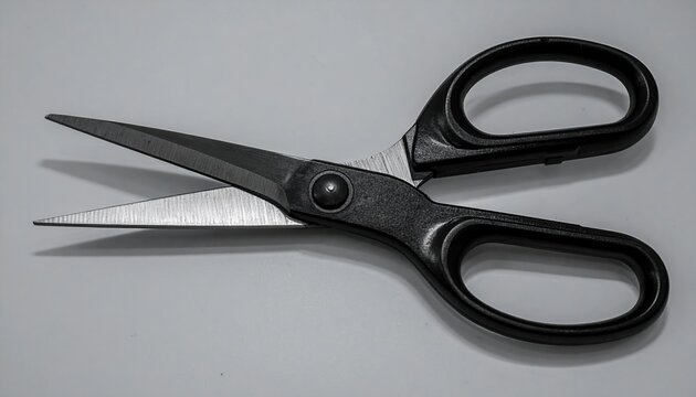 Close-up of black handled scissors bladesClose-up of black handled scissors blades